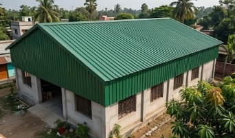 Modern warehouse and factory featuring durable steel roofing sheet solutions for industrial applications.